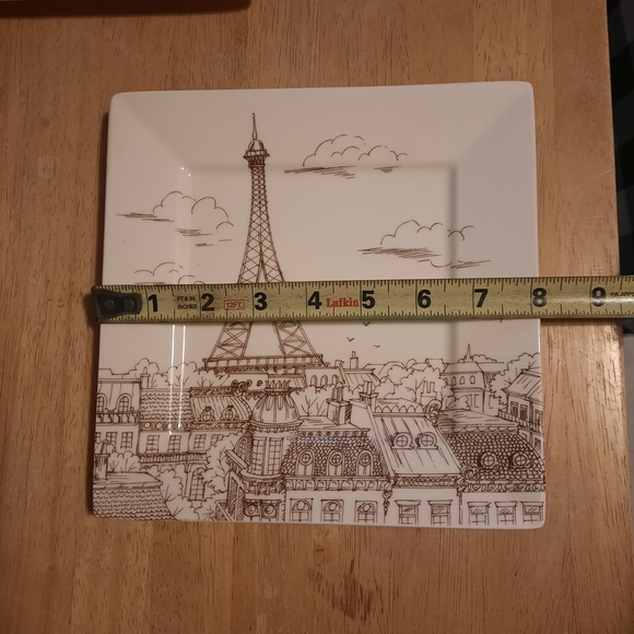 222 Fifth Eiffel Tower Square Dinner Plates - Cream and Brown - Picture 11 of 16